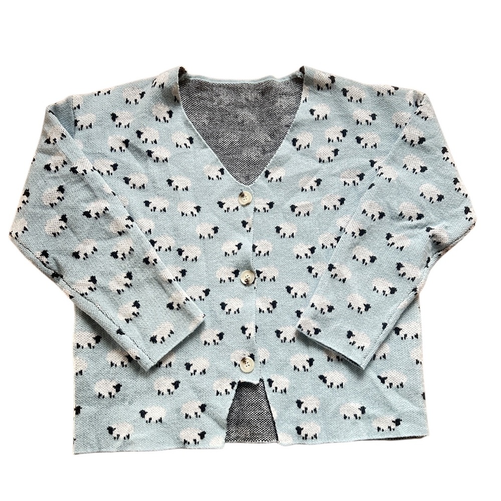 Baby Blue Sheep Print Cardigan